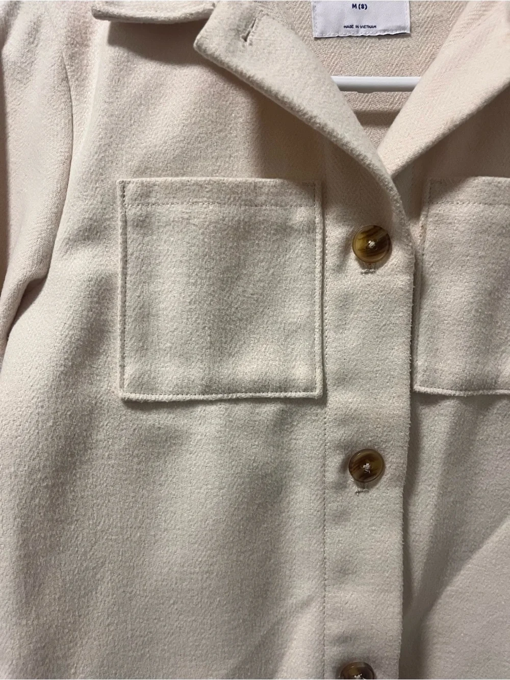 Old Navy Cream Button-Front Fleece Shacket